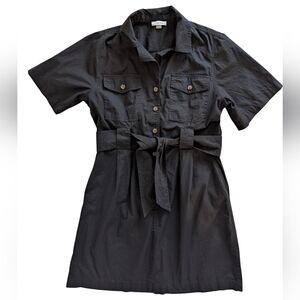 Calvin Klein Black Utility Poplin Shirtdress Button Down Black Safari, size 12